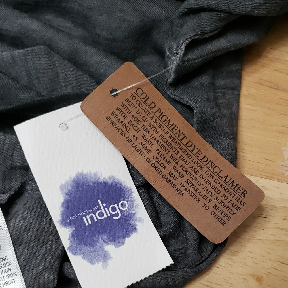 Great Northwest Indigo Gray Long Sleeve, V-Neck Blouse - Picture 6 of 7
